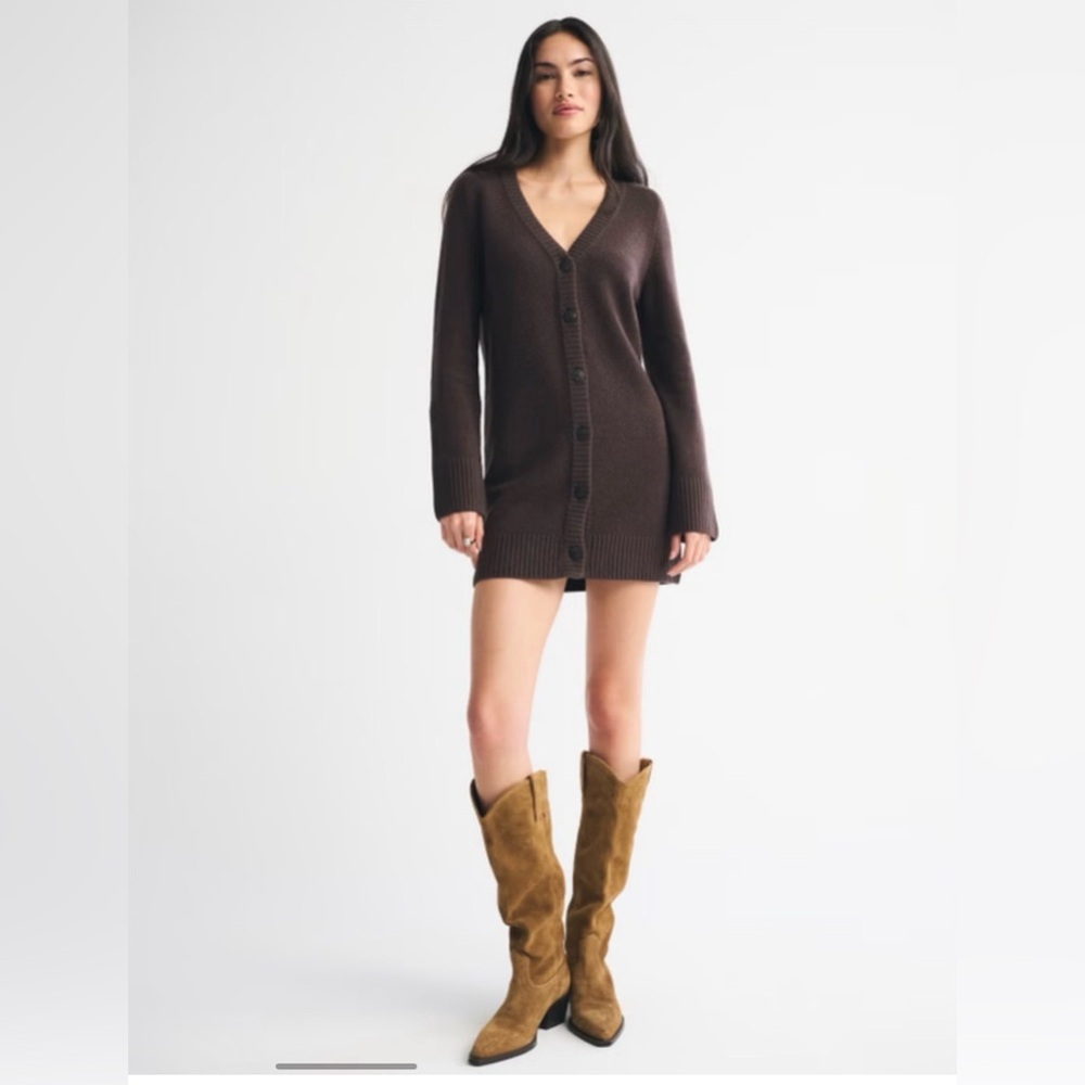 Abercrombie Long-Sleeve Cardigan Mini Sweater Dress - small petite